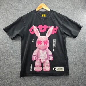 Bad Rabbit Drunk Graphic T-Shirt Mens XS Black Pink Double Bad Studio Streetwear